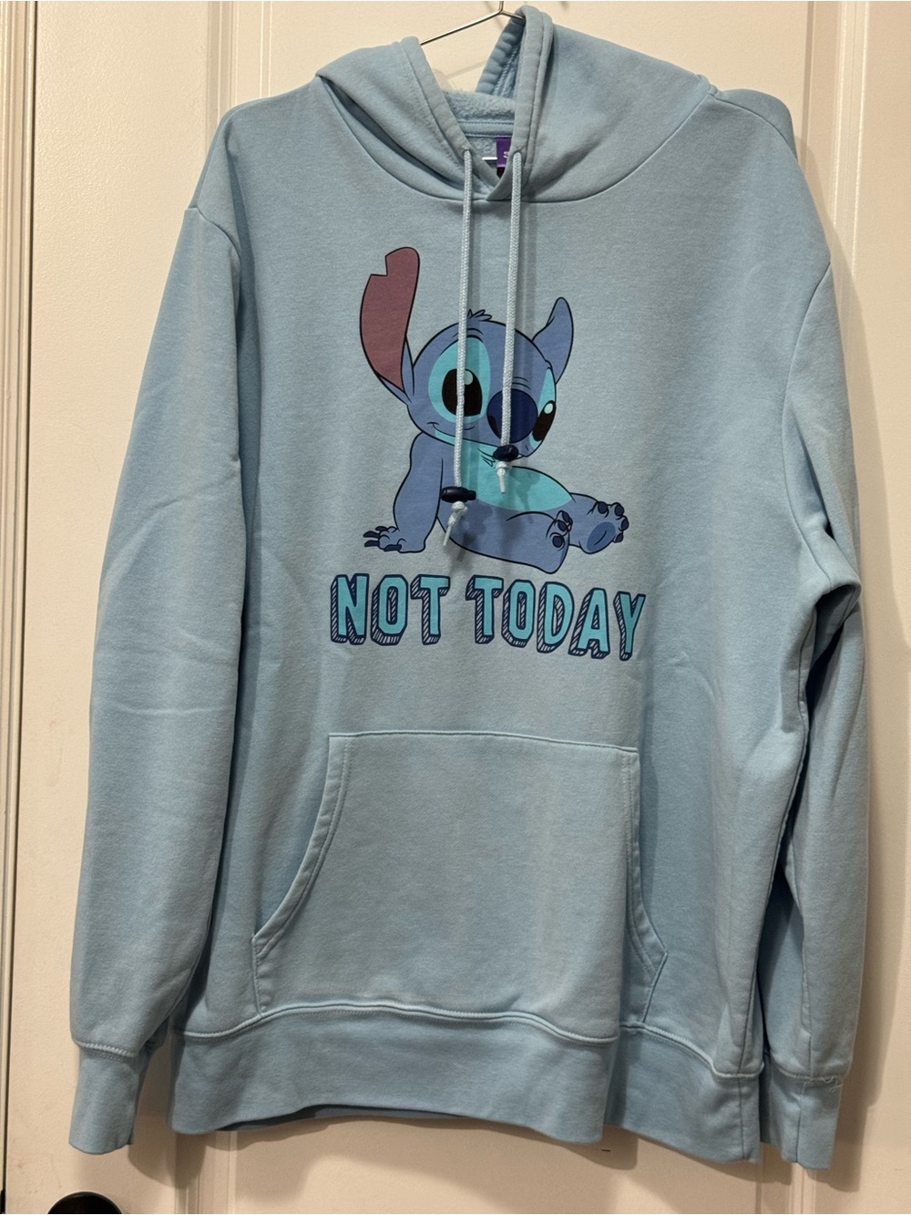 Disney Light Blue Stitch 'Not Today' Hoodie pit 27”, Unisex